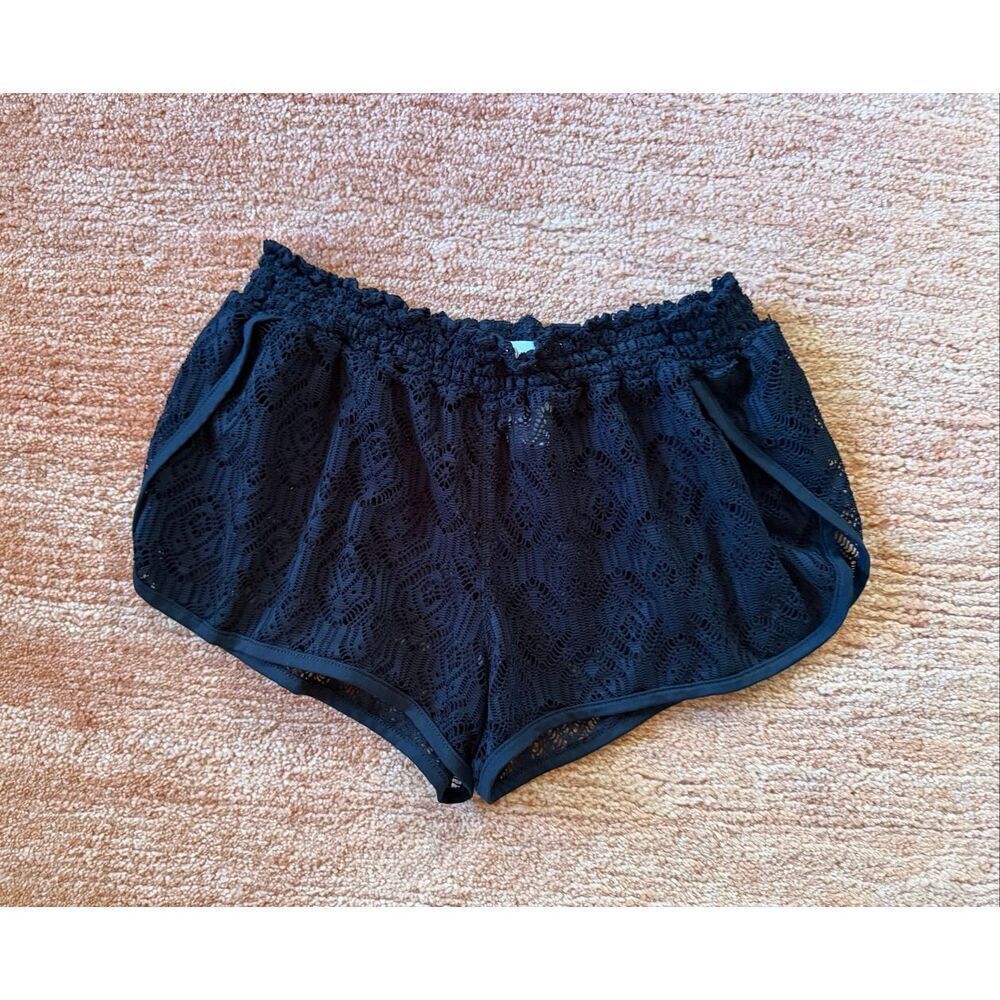 OP Ocean Pacific Black Lace Beach Shorts Women Size M